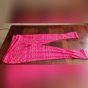 Lularoe Pink Patterned Leggings Tall & Curvy